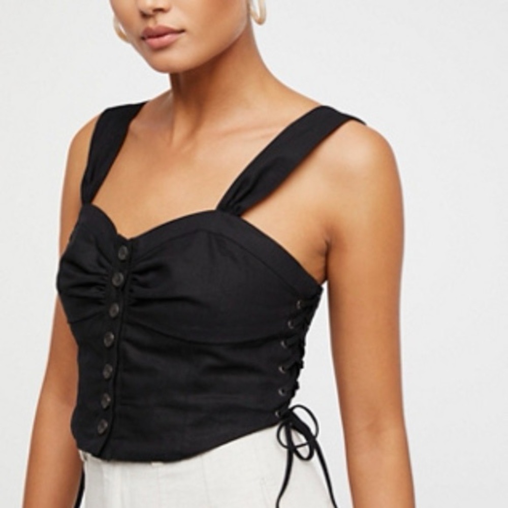 Free People XS Corset Button Crop Top Bustier Lace Up